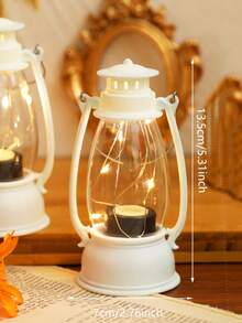 1pc Vintage Handheld Flickering Wick Lantern With Battery, Suitable For Home Decor, Tabletop Decor, LED Fairy Lights, Room Desk Decor Lantern, Wedding Party Holiday Camping Decor LED Fairy Lights, Copper Wire Wick Decor Lantern, Room Decor Retro Lantern Nightlight - Yellow Light - View 17