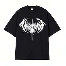 Camiseta gráfica de rapero narcisista Opium Carti Ken Carson para hombres y mujeres, camisetas de hip hop Harajuku, moda de camisetas de algodón de gran tamaño Y2k - Negro - Ver 1