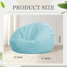 2 Fundas Rellenas para Puf de Almacenamiento para Nios Adultos Cubierta Rellena de Puff Grande con Cremallera sin Relleno Funda de Puff Fiaca para Organizar Juguetes Verde y Morado - VerdeyPrpuraPequeo - Ver 2