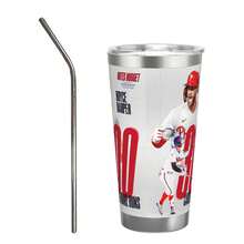 304 Stainless Steel Double Silver Edge Vacuum Insulated Drum 340g - Reusable Travel Cup With Stainless Steel Straw - This Is A Stainless Steel Water Cup About The Bryce Harper Theme - Leak Proof, Sweat Proof, Can Maintain Hot And Cold Temperatures For Hours, Frees Of Bisphenol A, Suitable For Car Cup Holders, Very Suitable For Match Days, Sports Events, Commuting, Office Rest And Outdoor Activities, Durable Double Wall Structure Fashionable Fan Gift - Silver - View 1
