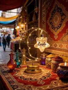 1个个性化定制新月灯，适用于卧室床头柜装饰、客厅书架装饰、斋月节庆祝活动等场景，营造温馨舒适的氛围，也适用于节日庆典、生日派对、婚礼庆典、卧室装饰等场合。 - 白色 - 查看 7