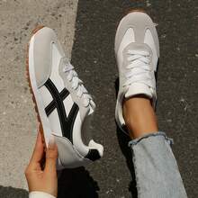Outdoor Office Work Walking Travel Sport Womens Shoes Fun Patchwork Soft Sole Sports Shoes Errand Ready Spring Fall Chunky Shoes Tennis Shoes Sneakers - 白色 - 查看 2