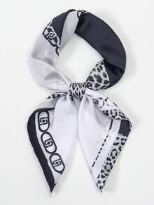 1条简约印花70厘米方形围巾，新款春季女士头巾，多功能腰带，包包装饰，头巾，时尚领巾 - 彩色 - 查看 2