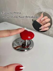 2个/4个心形马桶冲水按钮，美甲修容马桶水箱辅助工具 - 彩色 - 查看 2