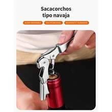 Abrebotellas de Acero Inoxidable Resistente - con Mecanismo de Palanca, Agarre Antideslizante para Vino, Cerveza, Refresco, Champán - Acabado Metálico Elegante - Perfecto para Hogar, Bar,, Cocina - Regalo para Fiestas, Graduació, Mudanza - Fácil de Limpiar y Duradero - Estilo uno - Ver 6