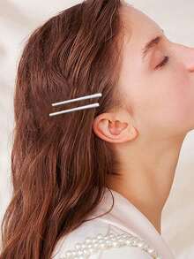 10个简约休闲白色发夹，女孩编织发饰，波浪刘海发夹，耳夹，颈夹，单字发夹，适合外出、运动、度假、演出、下午茶等场合，经典休闲百搭发饰，情人节、感恩节、复活节、母亲节、返校季、护士节的理想实用礼物 - 白色 - 查看 3