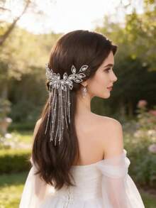1件优雅水晶新娘发梳伴娘头饰，适用于婚礼派对舞会