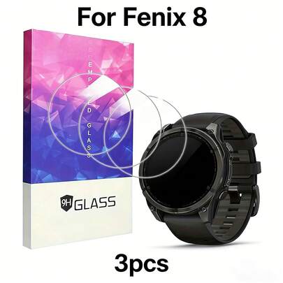 3pcs Tempered Glass Screen Protector Compatible With Garmin Fenix 8, Fit For Fenix 8 47mm/43mm/51mm Smartwatch (Tempered Glass Material) (This Is Only The Watch Screen Protector: Not The Watch)