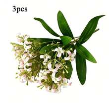 仿真百里香枝条、丁香、桂花、人造绿叶、人造绿茎、婚礼摄影道具、桂花插花、花园家居装饰、春季 - 彩色 - 查看 18