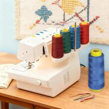 EDCUEBE7 3000码缝纫线，包缝线-多色，缝纫线筒，通用缝纫线，包缝线筒，涤纶包缝线，适用于包缝机、锁边机、绗缝、拼接、缝纫机、手工刺绣