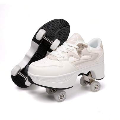 Men's One-Button Retractable Heels Roller Skates, Convenient To Carry, Can Walk And Quickly Skate, Men's Wheeled Sports Shoes, Men's Roller Skates, Unisex For All Seasons
