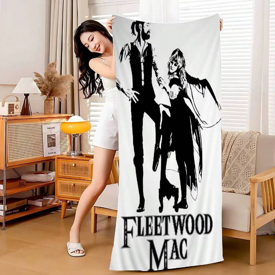 Fleetwood Band M- Classic Microfiber Blanket Quick Drying Beach Towels Oversized Printing Super Absorbent Pool Towel Blanket 2 - White - View 1