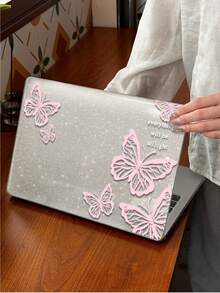 1 件装,粉色蝴蝶图案 | 闪亮透明亚克力超薄笔记本电脑保护壳 | 兼容 Air13 2025/Pro16 M3 M2 | 兼具防指纹、防震和散热功能 | 办公和学习必备的保护壳。 - 銀色 - 查看 8