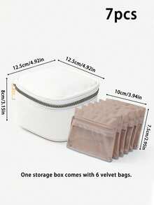 1 pièce Boîte à bijoux en velours avec 6 pochettes zippées, étui de voyage pour bijoux, cadeau de la Saint-Valentin, cadeau pour femmes et filles - boîte à bijoux - Voir 4