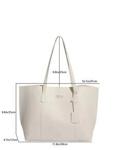 32*12*28cm Bolso de hombro de gran capacidad y múltiples bolsillos con estilo de moda, bolso grande casual para mujer adecuado para laptop, estilo minimalista para ocio y vacaciones - Blanco - Ver 5