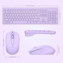 Wireless Keyboard And Mouse Combo - Rii Standard Office PC Keyboard And Optical Wireless Mice (Purple) - 紫色 - 查看 6