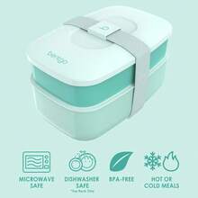 Stackable 3 Compartment Bento Lunch Box With Utensils Meal Prep Container For Adults - 海岸水族 - 查看 2