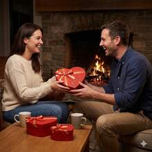 3 Scatole regalo a forma di cuore (162mm / 192mm / 222mm) - Confezione regalo nidificata per San Valentino con fiocco in nastro - Stili di lusso per matrimonio, anniversario e sorpresa di compleanno - Rosso (linea oro) - Visualizzare 1