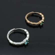 Women's Solitaire Ring With Emerald Green Graduation Stone, 18K Gold Plated Or 925 Silver - 金色 - 查看 9