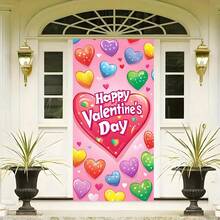Bộ trang trí cửa ngày Valentine hình máy bay 2D, biển hiệu cửa hình trái tim bằng polyester với dòng chữ "Chúc mừng ngày Valentine", thích hợp để trang trí cửa trước, đám cưới, kỷ niệm, tiệc Valentine và trang trí nhà cửa trong các dịp lễ. - Nhiều màu - Xem 12