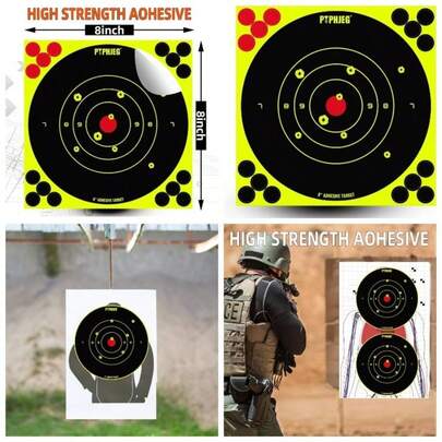 Bright Fluorescent Yellow Adhesive Splatter Shooting Targets 8x8 Inches 25/50/ Pack