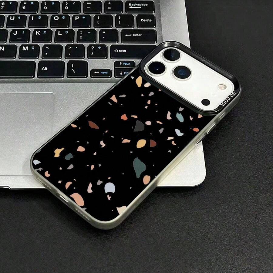 苹果phonecase彩色斑点块799JPCYKSamsungGalaxyS24Ultra圣诞礼物iPhone13Pro新年礼物14男女朋友生日礼物 - 半透明の黒 - チェックする 1