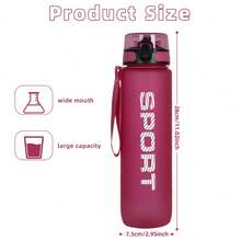 1pc 32oz/1000ml Frosted Portable Sports Water Bottle, Woven Handle Strap, Large Capacity, Durable, Suitable For Gym, Outdoor, Travel, Great Gift For Holidays And Birthdays - Multicolor - View 3