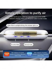 Automatic Car Air Purifier, Solar-Powered Vehicle Air Cleaner, Automatically Operates After Turning On, Achieves Optimal Purification In 5-7 Days. Vibration Sensor Activates At Parking, No Replacement Required, High-Efficiency Solar Panel, Built-In Lithium Battery, Lasts 10-15 Days On Full Charge With Solar Recharge - A - View 6