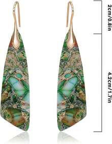 Natural Stone Earrings For Women Boho Triangles Dangle Drop Earrings - 粉紅色藍色 - 查看 2