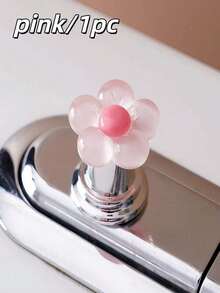 1pc/2pcs Floral Cartoon Toilet Flush Handle, Flower Shaped Toilet Flush Button, Toilet Tank Button, Flower Toilet Push Button, Toilet Flush Button Lever Tool, Creative Floral Drawer Cabinet Handle - Easy To Press, Fashionable Bathroom Accessory, Elegant Touch, Suitable For Long Nails Design