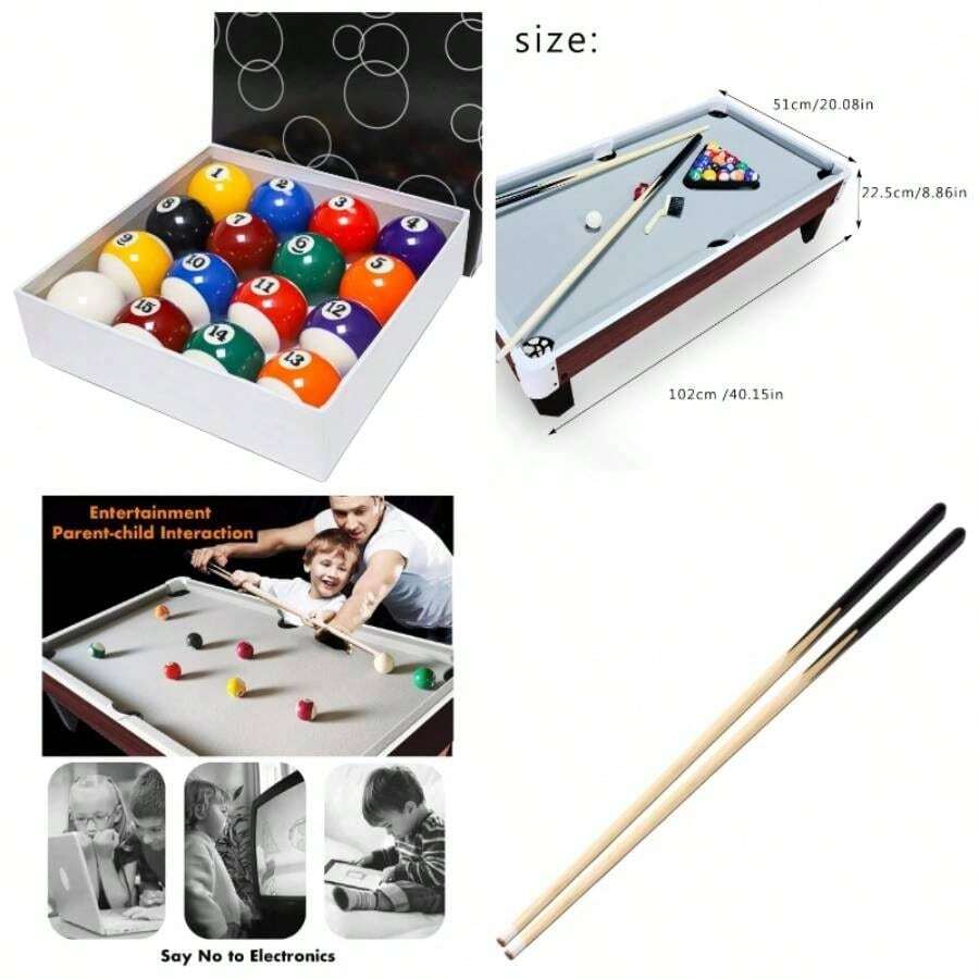40 Inch Pool Table Top, 3.5FT Pool Table Top, Small Wooden Snooker Tabletop, Billiards Tabletop Set With Full Accessories - Grey - View 1