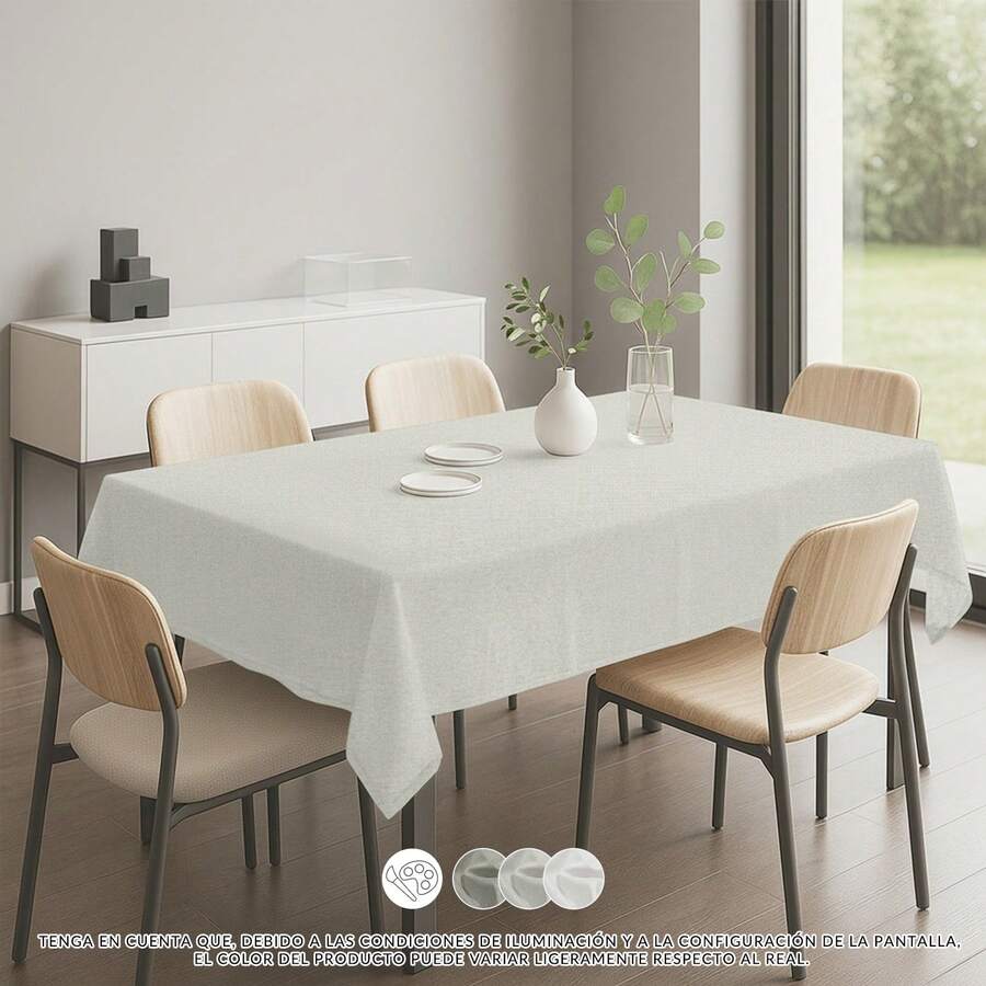 Mantel impermeable liso 6 colores -Repelente de líquidos y suciedad- 5 medidas disponibles: 140x140cm, 140x180cm, 140x240cm, 140x280cm y 140 redondo - Beis - Ver 1