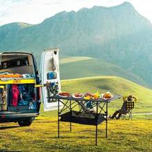 CYPNGeorgeX 95cm*55cm Mesa Plegable para Exteriores Enrollable de Aluminio Mesa Plegable Enrollable Portátil con Bolsa de Almacenamiento para Picnic Al Aire Libre Playa PescaFashion - como en la foto - Ver 6