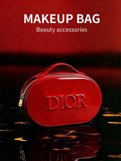 Red Lacquer Makeup Bag, Luxury Cosmetic Storage Organizer Bag Doubles As Travel Makeup Bag, Multifunctional Handbag For Women - Perfect Christmas Gift