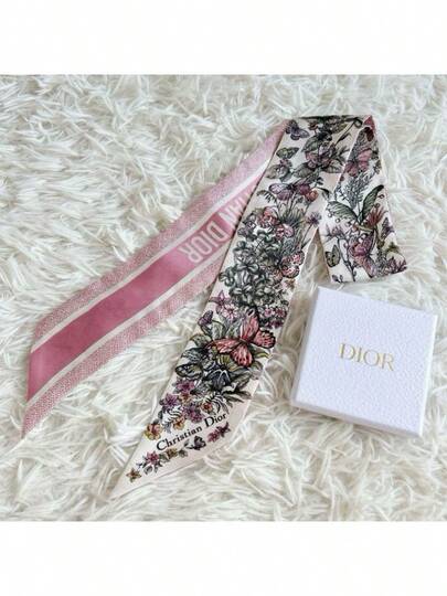 Dior Butterfly Flower Petal Scarf, Scrunchie, Small Ribbon, Can Also Be Used As A Small Scarf, Bag Decoration, Casual & Cute, Available In Blue, Green, Pink
