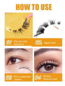 5 pares de mini pestañas postizas súper cortas y mitad falsas, con tallo transparente, estilo ojo de gato, suaves y similares a las de visón 3D. Crea un look de maquillaje natural. 5 pares/caja. Adecuado para ojos pequeños, reutilizable, ideal para uso diario y citas - Negro - Ver 6