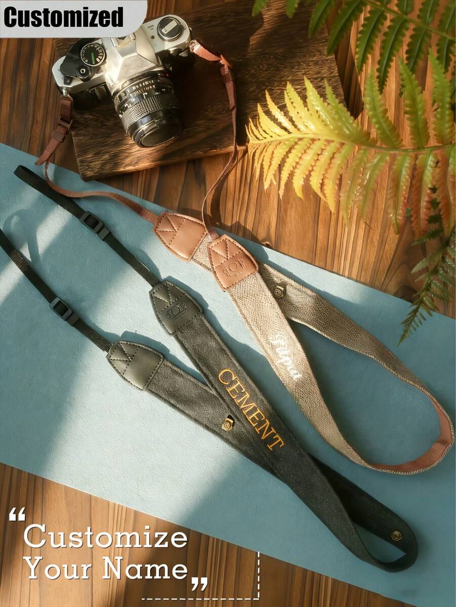 Personalized Retro Camera Strap - Customizable Name/Initials, Gold Letter Combination Engraving, Quick-Release PU Leather Strap, Suitable For DSLR/Mirrorless/Film Cameras, Can Be Worn Diagonally/One Shoulder/Neck - Photographer Gift, Unisex (Birthday, Anniversary), Professional Camera Strap, Exquisite Accessory, Handcrafted Feel - Multicolor - View 1