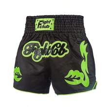 New Men's Boxing Shorts, Muay Thai Shorts With Embroidery, MMA Fighting Gear - Black - View 10