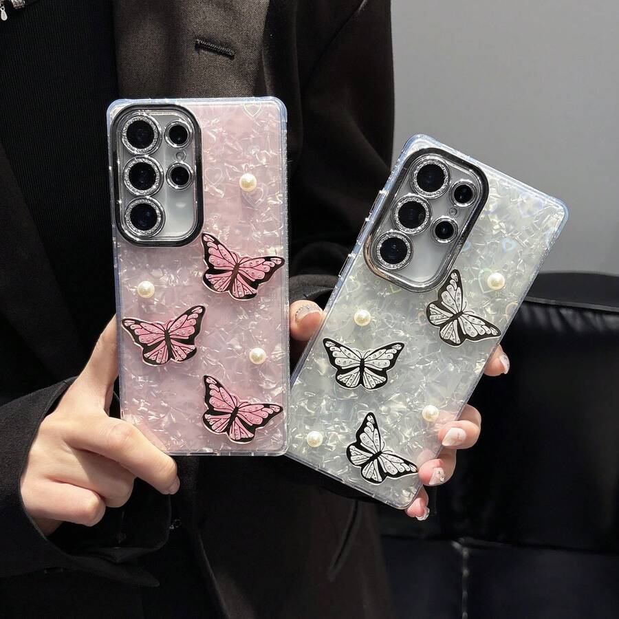 这款奢华高端手机壳采用3D珍珠蝴蝶设计，适用于三星Galaxy S24、Galaxy S25U、Galaxy S23、Galaxy A05、Galaxy A06、Galaxy A07、Galaxy A15、Galaxy A15 Pro、Galaxy A25、Galaxy A35、Galaxy A55、Galaxy A56以及苹果17 Pro Max、17 Pro、17 Air、17、16、15、14、13、12 Pro Max、11等机型。是情人节热门礼物之选。 - 粉色 - 查看 1