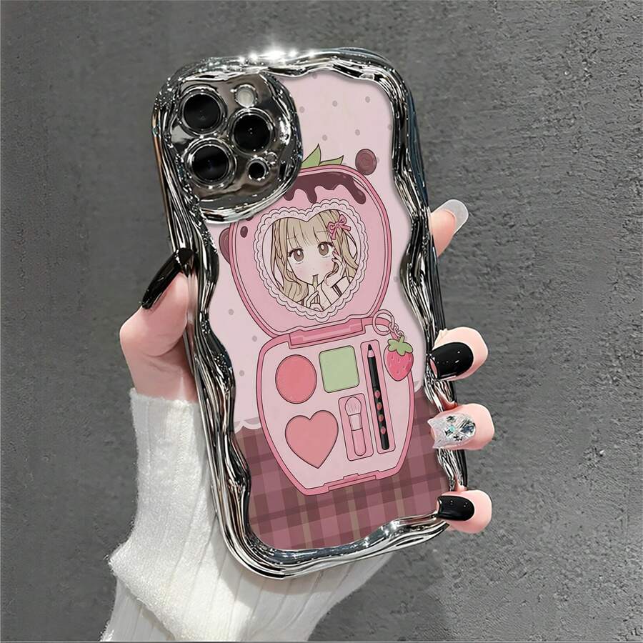 ストロベリーチョコレートミラーメイクアップケースデザイン。 17、 16 Pro Max、 15 Pro Max、 13、 12に対応。プレミアム電気メッキ仕上げのオールソフトTPU素材、クリーミーな波模様、エッジ全体保護、正確なカットアウト、ぴったりフィット、快適なグリップ、優れた質感。家族、友人、恋人、ボーイフレンド/ガールフレンド、バレンタインデーへのプレゼントに最適です。 - シルバー - チェックする 1