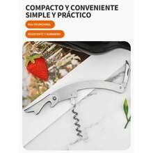 Abrebotellas de Acero Inoxidable Resistente - con Mecanismo de Palanca, Agarre Antideslizante para Vino, Cerveza, Refresco, Champán - Acabado Metálico Elegante - Perfecto para Hogar, Bar,, Cocina - Regalo para Fiestas, Graduació, Mudanza - Fácil de Limpiar y Duradero - Estilo uno - Ver 3