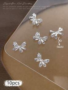 10/100/500pcs 3D Silver Bow Heart Nail Art Decorations, Korean Style Metal Bow, Star, Moon Nail Jewelry, Y2K Punk Nail Gems, DIY For Acrylic Nail Stickers, Phone Cases, Shoes, Clothes, Bags Nails Nail Supplies Nail Charms - Multicolor - View 29