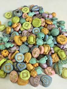 树脂复古ins风水水洗刷彩系列珠子外星人珠，DIY手工饰品珠子项链、手链、手机链材料 - 彩色 - 查看 2