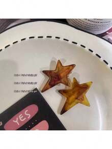 2/4个醋酸纤维不对称星形发夹，侧分刘海爪夹，女士发夹，发卡，发饰，发夹 - 彩色 - 查看 8