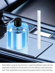 1 Set High-Value Black Car Humidifier & Essential Oil Diffuser With 6 Essential Oils, Fine Mist For Long-Lasting Fragrance, USB Ultrasonic Atomization, And Built-In LED Ambient Lighting. Compact And Portable, It's An Ideal Gift. Essential Oil Sets Available: (1 Oil Bottle + 1 Diffuser / 2 Oil Bottles + 1 Diffuser / 1 Oil Bottle). - A - View 9