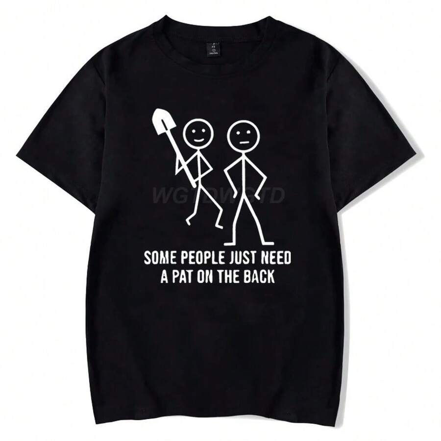 Camisetas casuales de verano, algunas personas solo necesitan un palmadita en la espalda, diseño de ropa, camiseta de moda para hombres - Negro - Ver 1