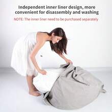 interior para puf gigante, funda de forro para adultos, nios, adolescentes sin relleno, sala de estar, recmara, funda redonda para sof perezoso sin relleno, 5.3 pies, color blanco - Interior de cubículo de 53 pies - Ver 2