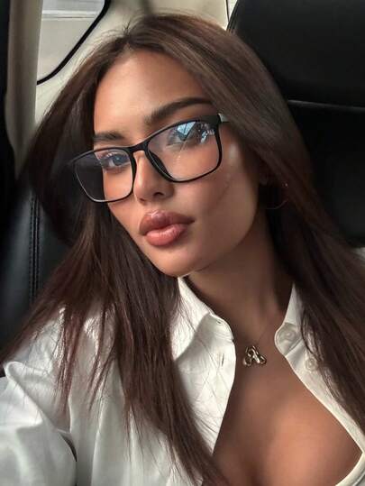 1 par de gafas de moda planas con marco cuadrado de plástico para mujer, adecuadas para uso diario, viajes, ciclismo, lectura, oficina, vuelta al colegio y otras ocasiones, se adapta a todos los tipos de rostro, accesorio