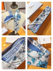 蝴蝶花瓣丝巾、发夹、小丝带，也可作围巾或包装装饰使用。休闲可爱。有蓝色、绿色和粉色可选。适合搭配各种服饰，也是节日、生日、圣诞节和新年送礼佳品。 - 淺藍色 - 查看 6