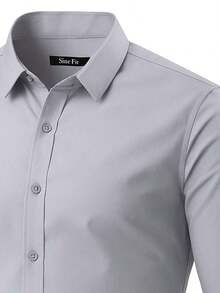 K086 Men's Long-Sleeved Dress Shirt - Grey - View 1